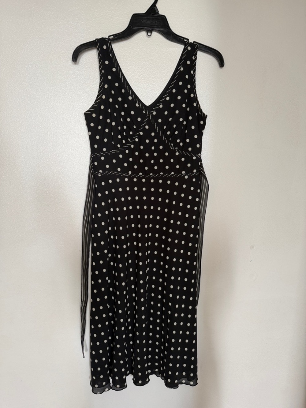 jonathan martin Black and White Polka Dot Midi Dress
